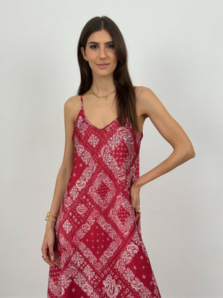 Abito Bandana Satin Rosso