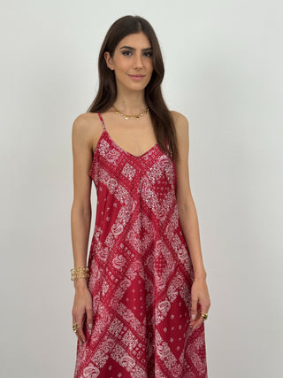 Abito Bandana Satin Rosso