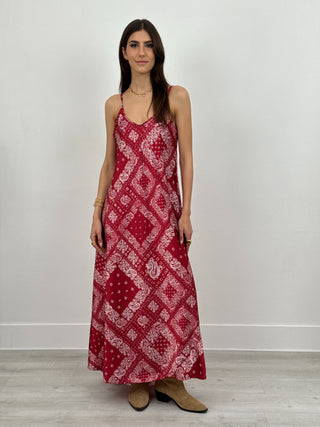 Abito Bandana Satin Rosso
