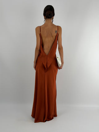 Abito Satin Schiena Scoperta Ruggine