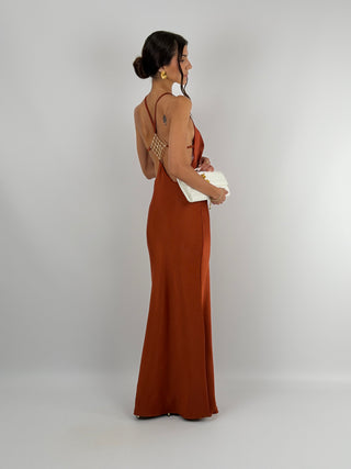 Abito Gioiello in Satin Ruggine
