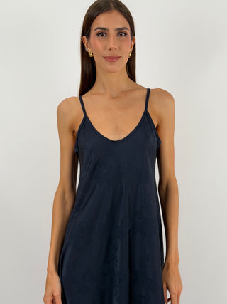 Abito Lungo Jacquard Blu