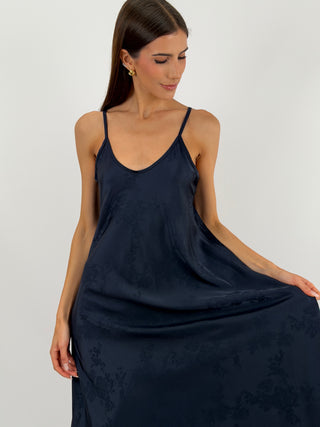 Abito Lungo Jacquard Blu