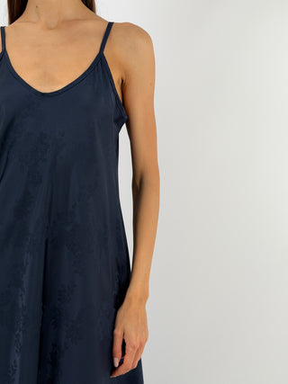 Abito Lungo Jacquard Blu