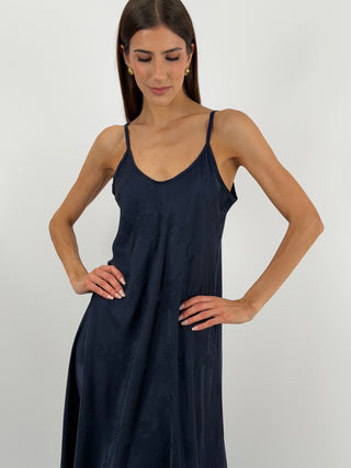 Abito Lungo Jacquard Blu