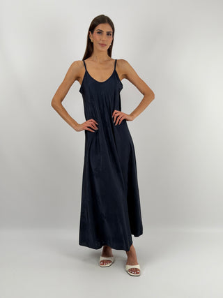 Abito Lungo Jacquard Blu