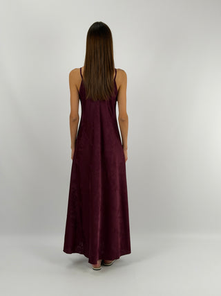 Abito Lungo Jacquard Burgundy