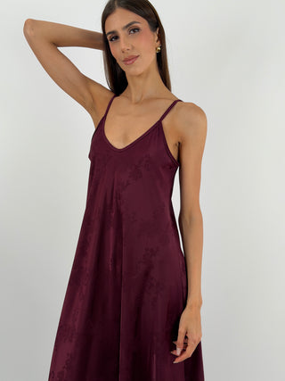 Abito Lungo Jacquard Burgundy