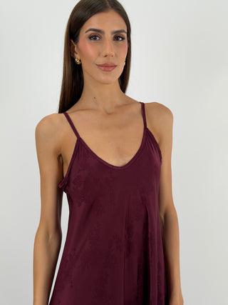 Abito Lungo Jacquard Burgundy