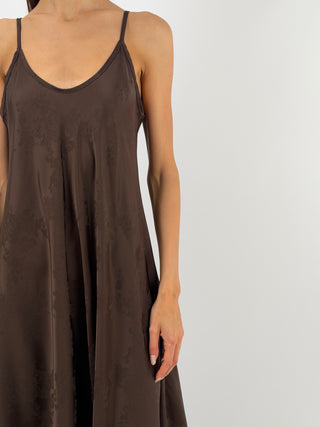 Abito Lungo Jacquard Marrone