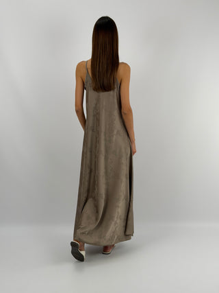 Abito Lungo Jacquard Tortora