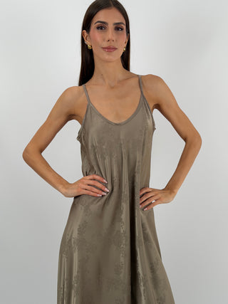 Abito Lungo Jacquard Tortora
