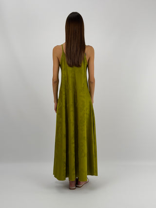 Abito Lungo Jacquard Verde Oliva