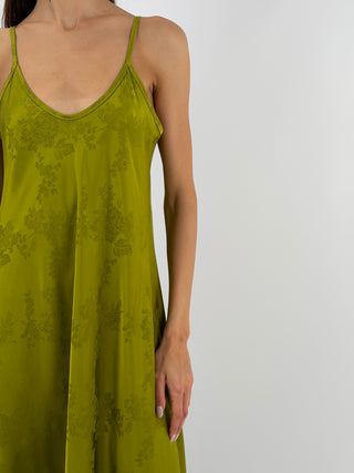 Abito Lungo Jacquard Verde Oliva