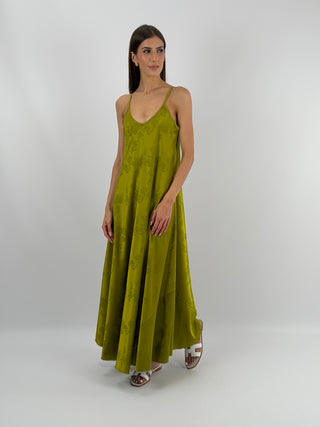 Abito Lungo Jacquard Verde Oliva