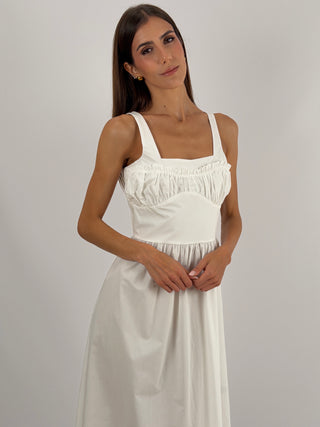 Abito Midi in Cotone Bianco