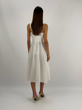 Abito Midi in Cotone Bianco