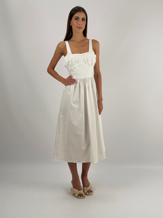 Abito Midi in Cotone Bianco