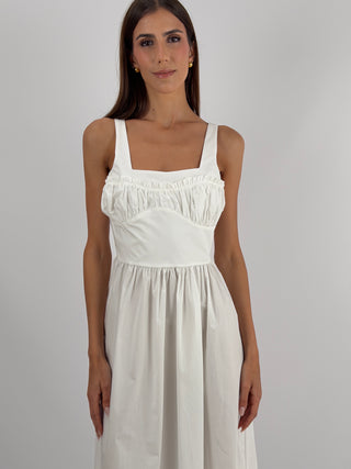 Abito Midi in Cotone Bianco