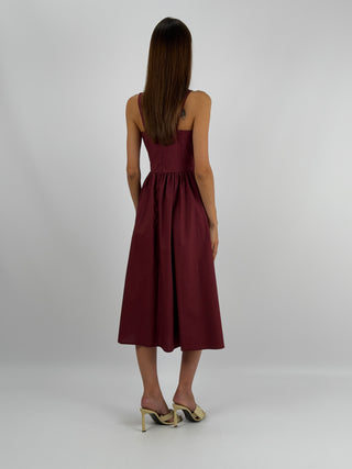 Abito Midi in Cotone Burgundy