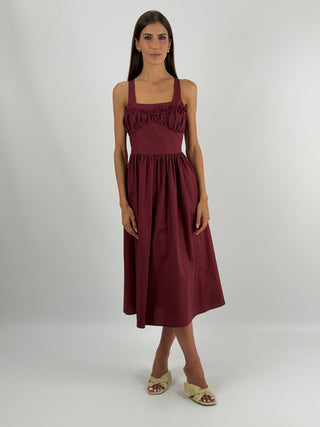 Abito Midi in Cotone Burgundy