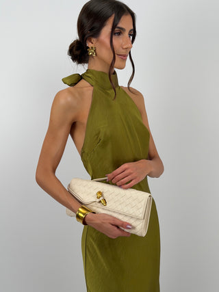 Abito Lungo Halter Verde Olio
