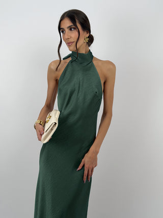 Abito Lungo Halter Verde Smeraldo