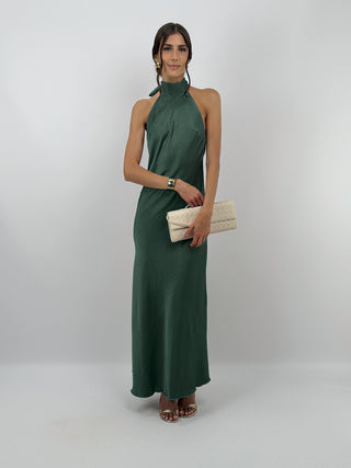 Abito Lungo Halter Verde Smeraldo