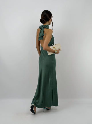 Abito Lungo Halter Verde Smeraldo