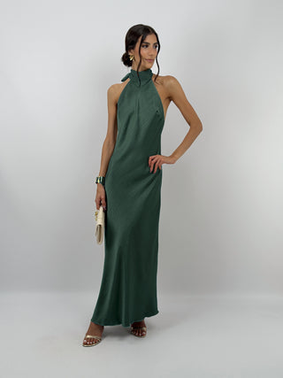 Abito Lungo Halter Verde Smeraldo