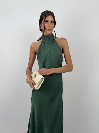 Abito Lungo Halter Verde Smeraldo