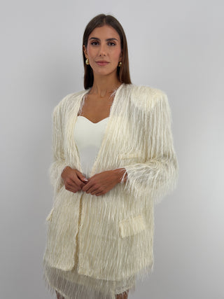 Blazer con Frange Crema - Lumina