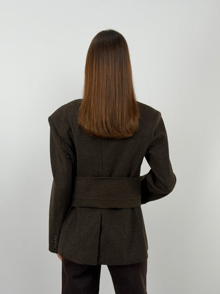 Brown Belted Blazer - Lumina