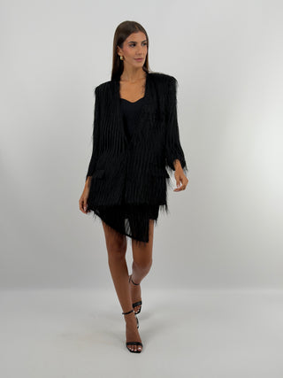 Blazer con Frange Nero - Lumina