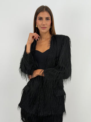 Blazer con Frange Nero - Lumina