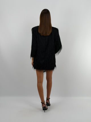 Blazer con Frange Nero - Lumina