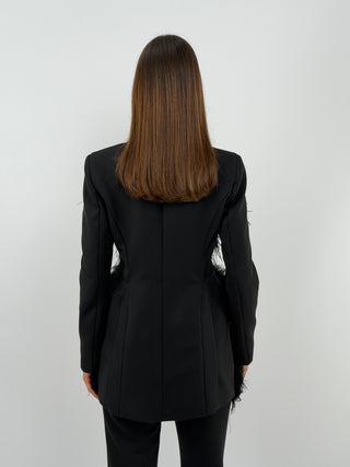 Blazer Nero con Piume - Lumina
