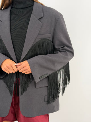 Blazer con Frange Grigio - Lumina