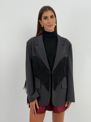 Blazer con Frange Grigio - Lumina