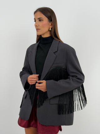 Blazer con Frange Grigio - Lumina