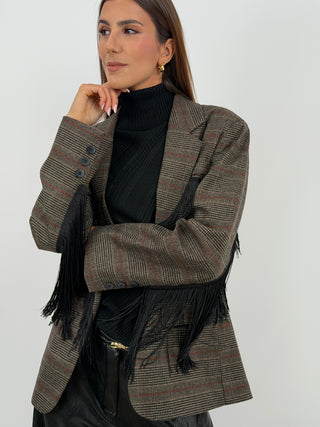 Blazer con Frange in Principe di Galles Lumina