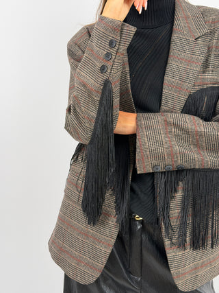 Blazer con Frange in Principe di Galles Lumina