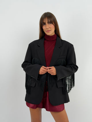 Blazer con Frange Nero - Lumina