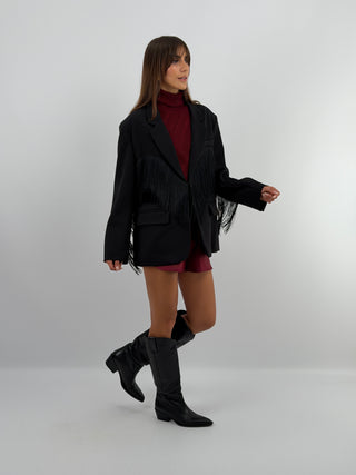 Blazer con Frange Nero - Lumina
