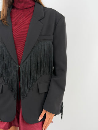 Blazer con Frange Nero - Lumina