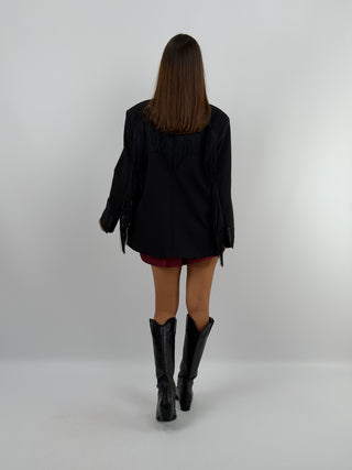 Blazer con Frange Nero - Lumina