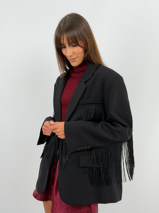 Blazer con Frange Nero - Lumina