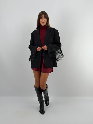 Blazer con Frange Nero - Lumina
