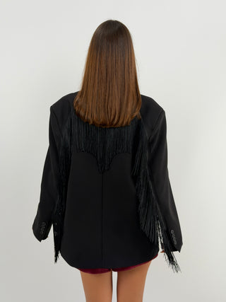 Blazer con Frange Nero - Lumina