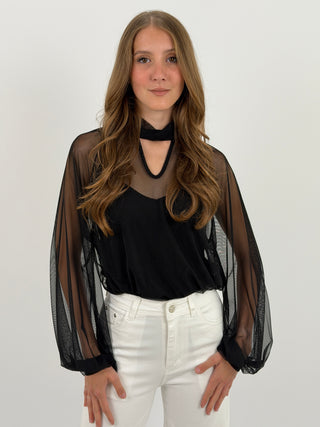 Blusa in Tulle Nera